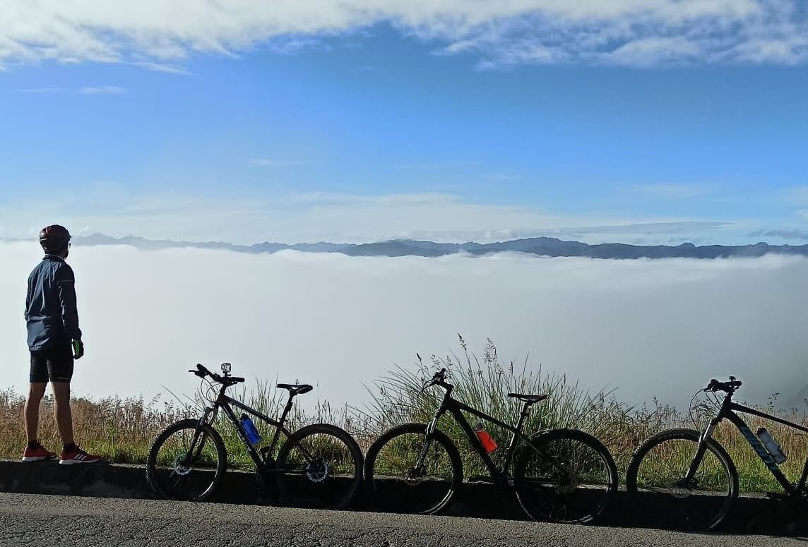 David cycling above the clouds in the Ecuadorian Andes
