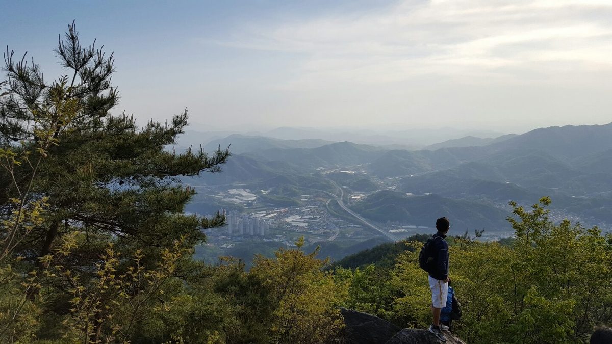 David hiking in the mountains of South Korea